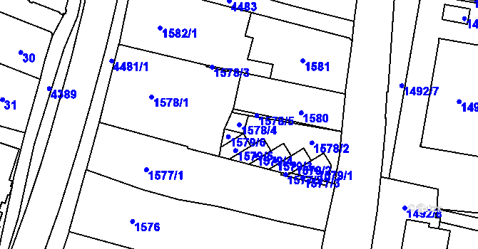 Parcela st. 1578/4 v KÚ Chotěboř, Katastrální mapa
