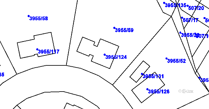 Parcela st. 3955/124 v KÚ Chotěboř, Katastrální mapa