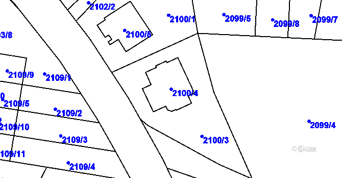 Parcela st. 2100/4 v KÚ Chotěboř, Katastrální mapa