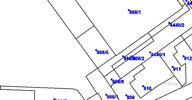 Parcela st. 888/5 v KÚ Chotěboř, Katastrální mapa