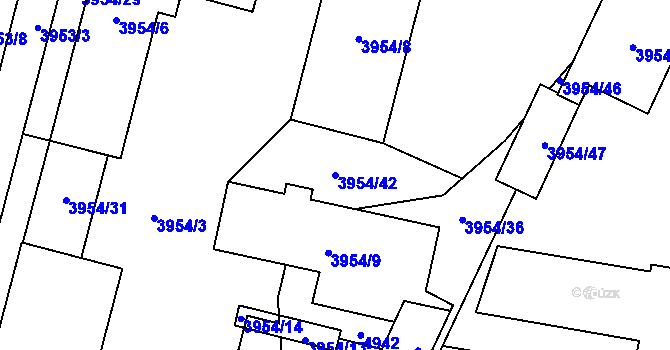 Parcela st. 3954/42 v KÚ Chotěboř, Katastrální mapa