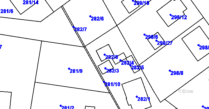 Parcela st. 282/8 v KÚ Chotěboř, Katastrální mapa