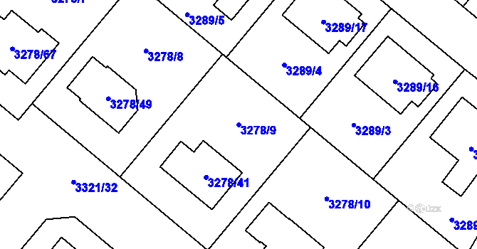 Parcela st. 3278/9 v KÚ Chotěboř, Katastrální mapa