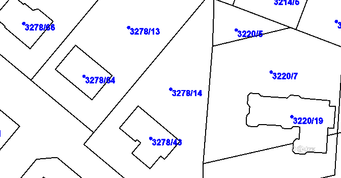 Parcela st. 3278/14 v KÚ Chotěboř, Katastrální mapa