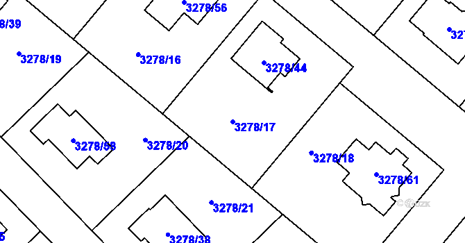 Parcela st. 3278/17 v KÚ Chotěboř, Katastrální mapa
