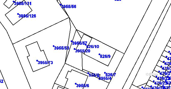 Parcela st. 526/10 v KÚ Chotěboř, Katastrální mapa