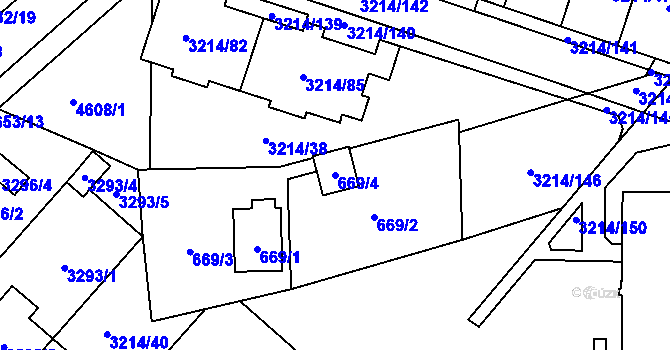 Parcela st. 669/4 v KÚ Chotěboř, Katastrální mapa