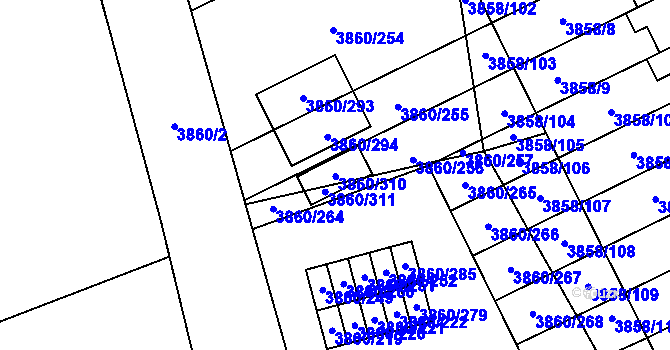 Parcela st. 3860/256 v KÚ Chotěboř, Katastrální mapa