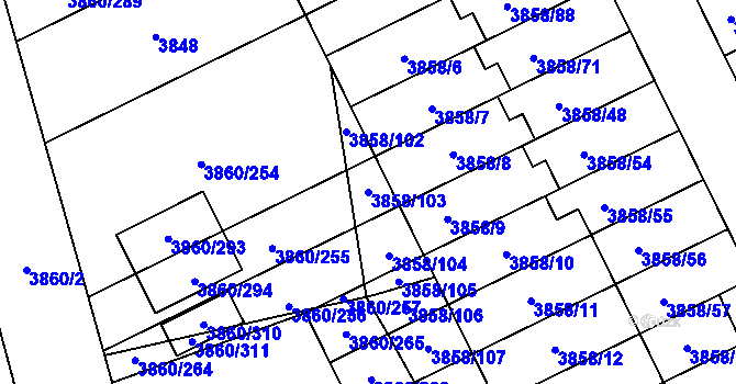 Parcela st. 3858/103 v KÚ Chotěboř, Katastrální mapa