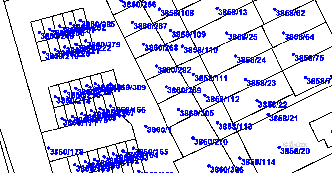Parcela st. 3860/269 v KÚ Chotěboř, Katastrální mapa