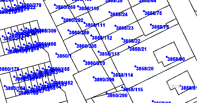 Parcela st. 3858/113 v KÚ Chotěboř, Katastrální mapa