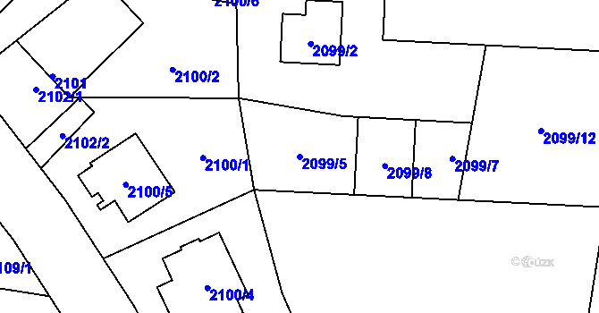 Parcela st. 2099/5 v KÚ Chotěboř, Katastrální mapa