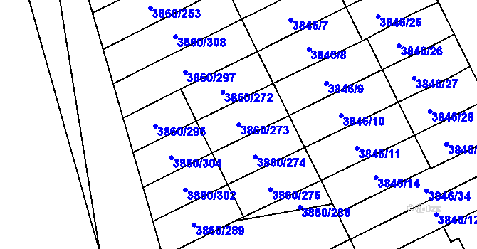 Parcela st. 3860/273 v KÚ Chotěboř, Katastrální mapa
