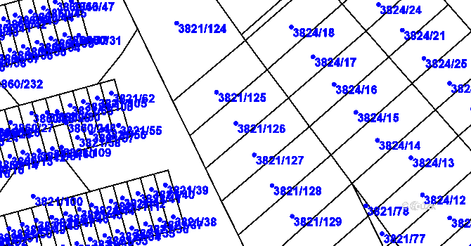 Parcela st. 3821/126 v KÚ Chotěboř, Katastrální mapa