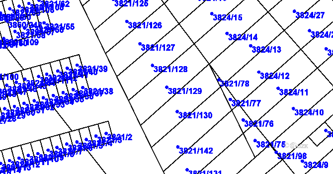 Parcela st. 3821/129 v KÚ Chotěboř, Katastrální mapa