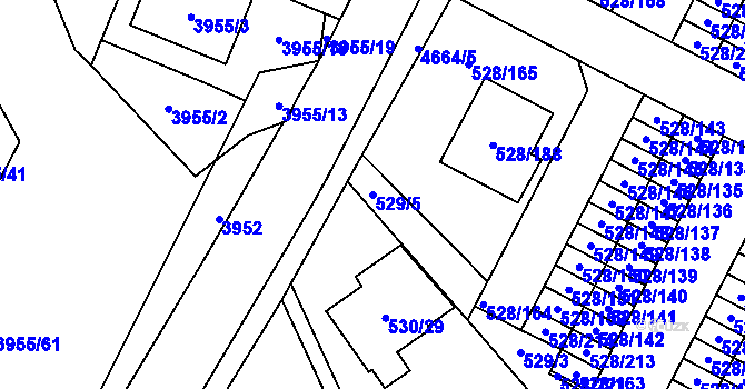 Parcela st. 529/5 v KÚ Chotěboř, Katastrální mapa