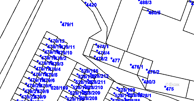 Parcela st. 478/4 v KÚ Chotěboř, Katastrální mapa
