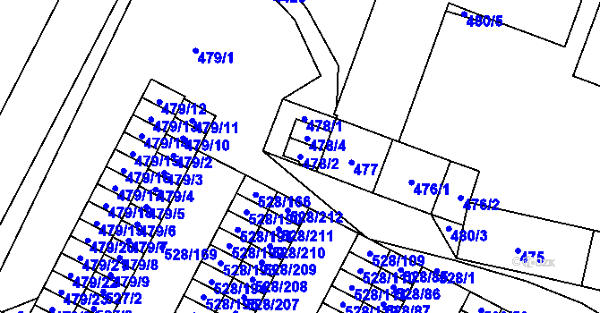 Parcela st. 478/2 v KÚ Chotěboř, Katastrální mapa