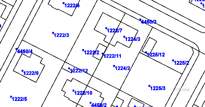 Parcela st. 1222/11 v KÚ Chotěboř, Katastrální mapa