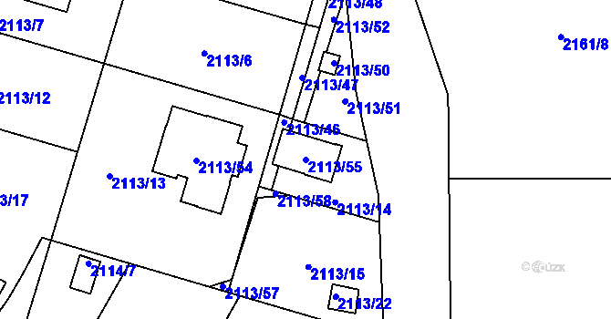 Parcela st. 2113/55 v KÚ Chotěboř, Katastrální mapa
