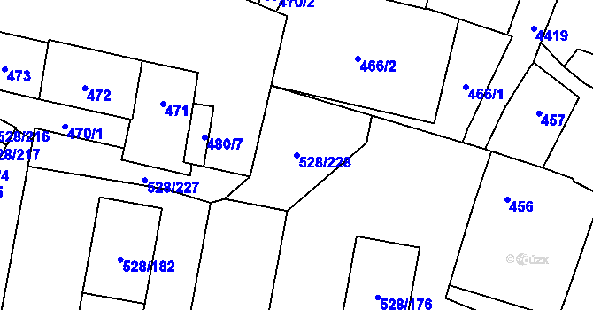 Parcela st. 528/228 v KÚ Chotěboř, Katastrální mapa