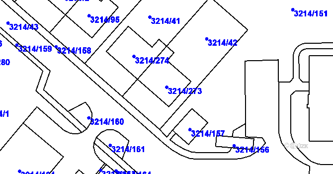 Parcela st. 3214/273 v KÚ Chotěboř, Katastrální mapa
