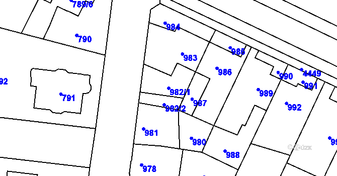 Parcela st. 982/1 v KÚ Chotěboř, Katastrální mapa