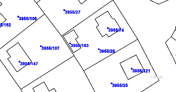 Parcela st. 3955/26 v KÚ Chotěboř, Katastrální mapa
