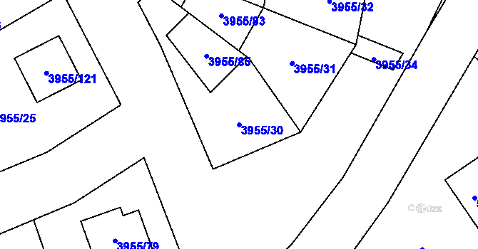 Parcela st. 3955/30 v KÚ Chotěboř, Katastrální mapa