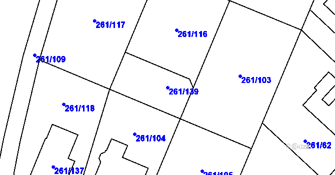 Parcela st. 261/139 v KÚ Chotěboř, Katastrální mapa