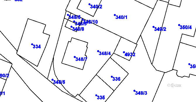 Parcela st. 348/4 v KÚ Chotěboř, Katastrální mapa