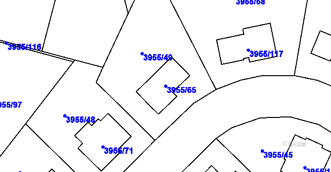 Parcela st. 3955/65 v KÚ Chotěboř, Katastrální mapa