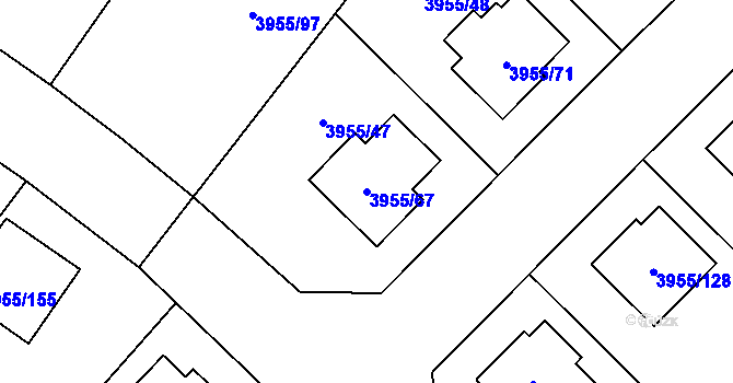 Parcela st. 3955/67 v KÚ Chotěboř, Katastrální mapa