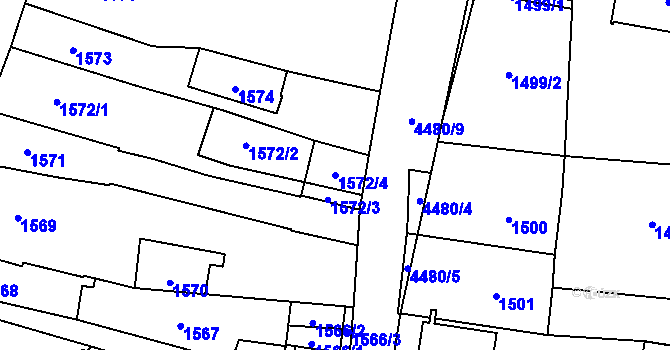 Parcela st. 1572/4 v KÚ Chotěboř, Katastrální mapa