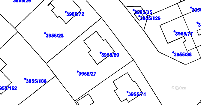 Parcela st. 3955/69 v KÚ Chotěboř, Katastrální mapa