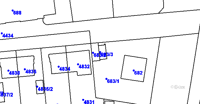 Parcela st. 683/3 v KÚ Chotěboř, Katastrální mapa