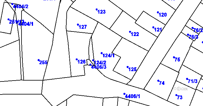 Parcela st. 124/1 v KÚ Chotěboř, Katastrální mapa