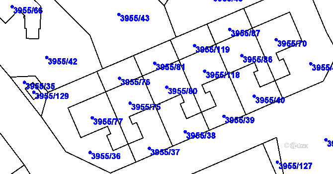 Parcela st. 3955/80 v KÚ Chotěboř, Katastrální mapa