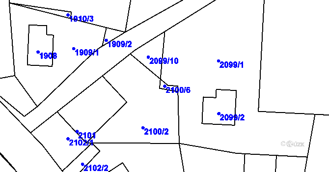 Parcela st. 2100/6 v KÚ Chotěboř, Katastrální mapa