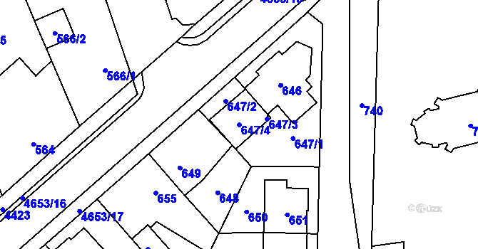 Parcela st. 647/4 v KÚ Chotěboř, Katastrální mapa