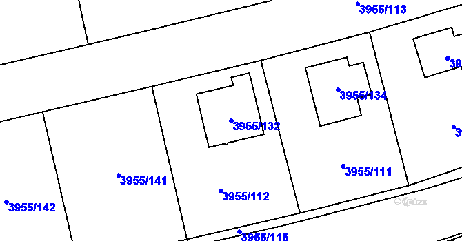 Parcela st. 3955/132 v KÚ Chotěboř, Katastrální mapa