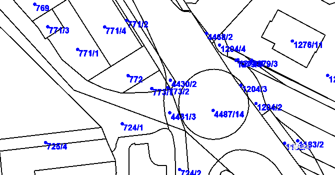 Parcela st. 773/2 v KÚ Chotěboř, Katastrální mapa