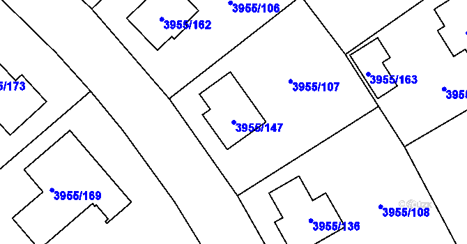 Parcela st. 3955/147 v KÚ Chotěboř, Katastrální mapa