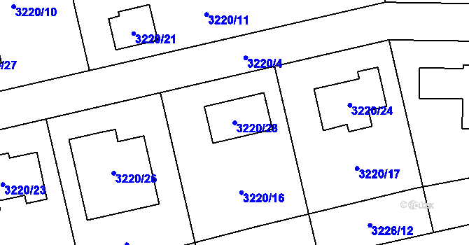 Parcela st. 3220/28 v KÚ Chotěboř, Katastrální mapa