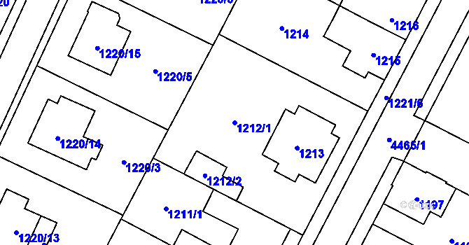 Parcela st. 1212/1 v KÚ Chotěboř, Katastrální mapa