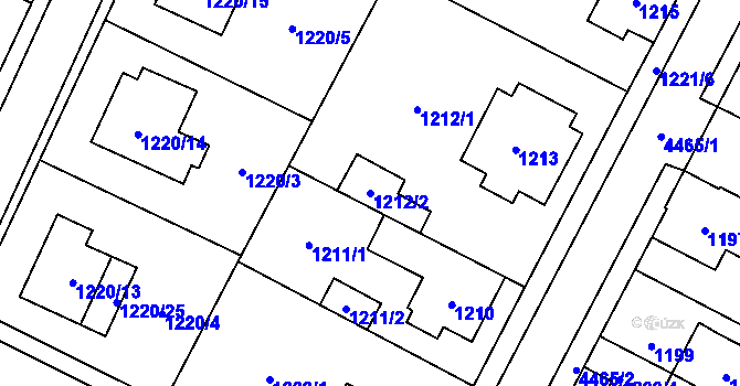 Parcela st. 1212/2 v KÚ Chotěboř, Katastrální mapa