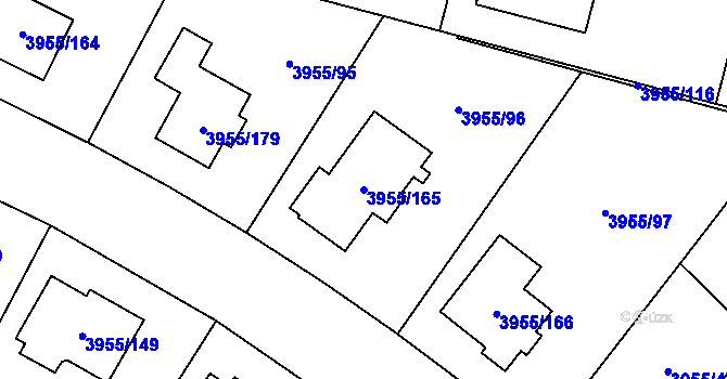 Parcela st. 3955/165 v KÚ Chotěboř, Katastrální mapa