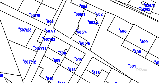 Parcela st. 503/5 v KÚ Chotěboř, Katastrální mapa