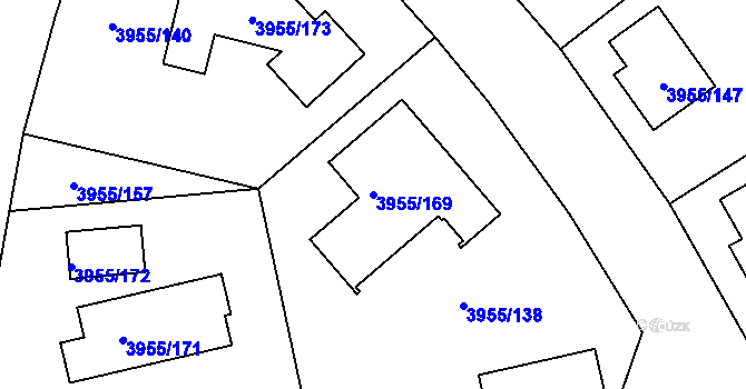Parcela st. 3955/169 v KÚ Chotěboř, Katastrální mapa