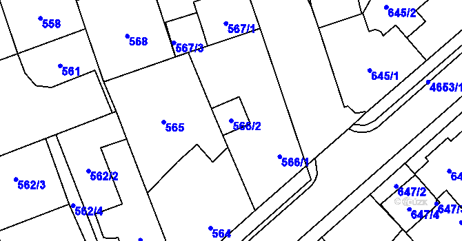 Parcela st. 566/2 v KÚ Chotěboř, Katastrální mapa